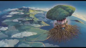 “a View Of Laputa Castle In The Sky, The Majestic Floating Castle” Wallpaper