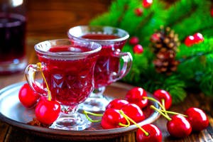 A Vintage Decanter Of Cranberry Liqueur Wallpaper