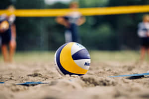 A Volleyball Ball Waiting To Be Used Wallpaper