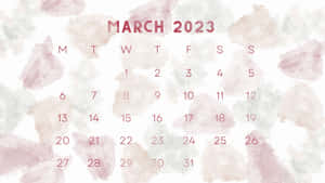 A Watercolor Calendar With The Words March 2023 Wallpaper