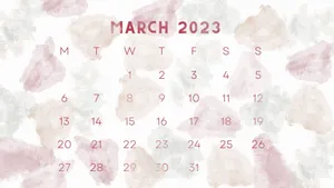 A Watercolor Calendar With The Words March 2023 Wallpaper