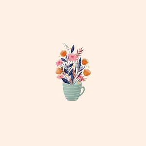 A Watercolor Illustration Of A Cup With Flowers In It Wallpaper