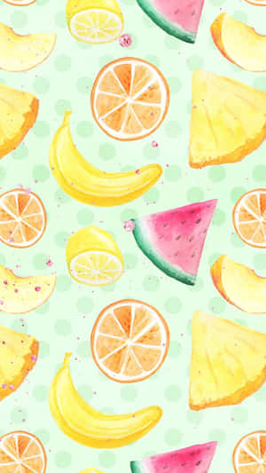 A Watercolor Pattern With Fruit Slices And Watermelon Wallpaper