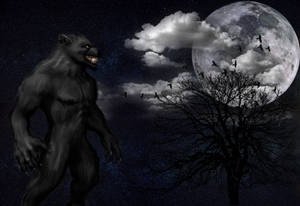 A Werewolf Howls At The Full Moon Wallpaper