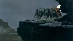 A Western Cowboy Riding His Horse Against The Majestic Setting Sun Wallpaper