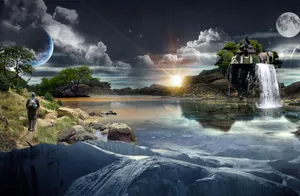 A Whimsical Landscape Of Surrealism Wallpaper