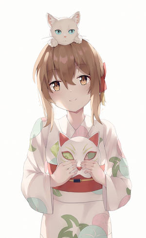 A Whisker Away Miyo In Kimono Wallpaper