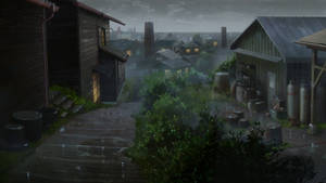 A Whisker Away Rainy Town Wallpaper