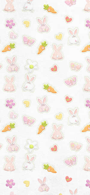 A White Background With A Pattern Of Bunnies And Carrots Wallpaper