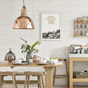 A White Brick Wall In A Kitchen Wallpaper