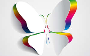 A White Butterfly Flutters Through The Air, Its Wings Reflecting The Light Of The Sun. Wallpaper