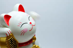 A White Cat Statue With A Gold Ring Wallpaper