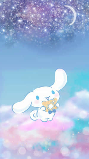 A White Dog With A Teddy Bear In The Sky Wallpaper