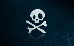 A White Skull And Crossbones Logo On A Dark Background Wallpaper