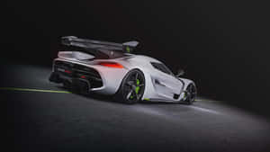 A White Sports Car In The Dark Wallpaper