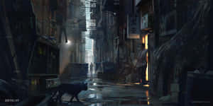 A Winding Alleyway In An Urban Area Wallpaper