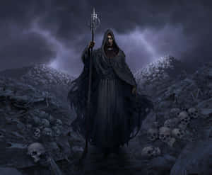 A Wizard Conjuring Magic In His Lair Wallpaper