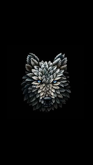 A Wolf Head With Blue Eyes On A Black Background Wallpaper