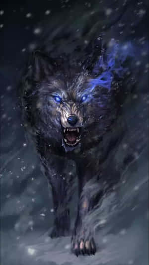 A Wolf With Blue Eyes In The Snow Wallpaper