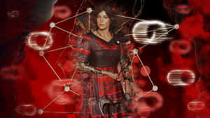 A Woman In A Red Dress With A Sword Wallpaper