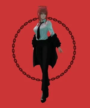 A Woman In A Tie And Chain Around A Red Background Wallpaper