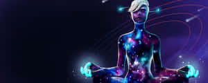 A Woman In Space With A Lotus Pose Wallpaper