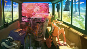 A Woman Sitting In A Bus With A Bicycle Wallpaper