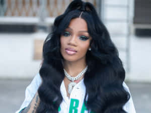 A Woman Wearing A Black Shirt And A Black Wig Wallpaper