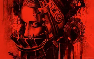 A Woman With A Mask And Gears On Her Face Wallpaper