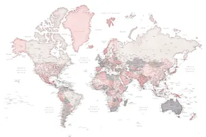 A World Map In Pink And Grey Wallpaper