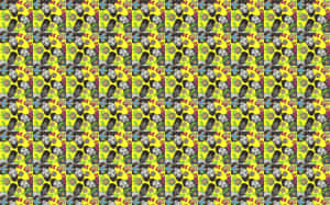 A Yellow And Black Pattern With A Yellow And Black Background Wallpaper
