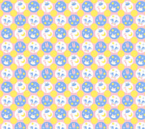 A Yellow And Blue Pattern With Flowers And Butterflies Wallpaper