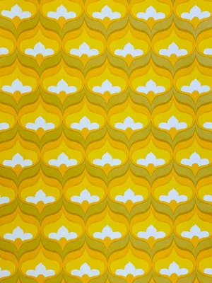 A Yellow And White Pattern With A White Background Wallpaper