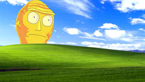 A Yellow Face On A Green Hill Wallpaper