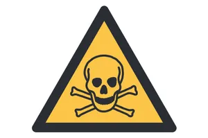 A Yellow Triangle With A Skull And Crossbones On It Wallpaper