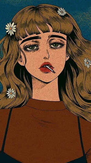 A Young Woman In Vintage Attire Poses In A Peaceful Garden. Wallpaper