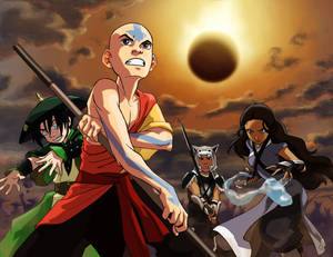 Aang Crosses Paths With Fire Lord Sozin During The Fourth And Final Book In Avatar: The Last Airbender. Wallpaper