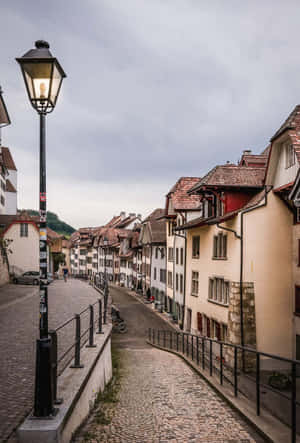 Aarau Cobblestone Street Old Town Wallpaper