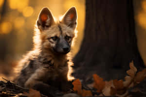 Aardwolfin Autumn Light Wallpaper