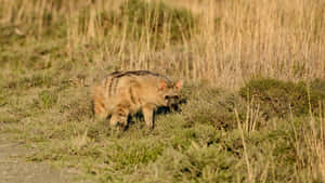 Aardwolfin Grassland Habitat Wallpaper