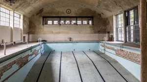Abandoned Indoor Swimming Pool Wallpaper