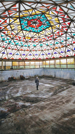 Abandoned Pool With Stained Glass Wallpaper