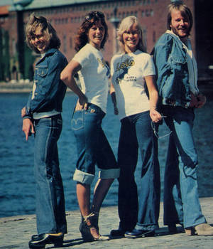 Abba In Denim Outfit Wallpaper