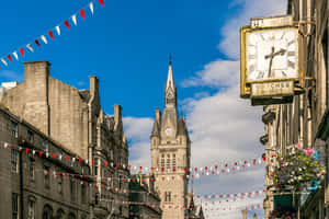 Aberdeen Cityscapewith Townhouse Clock Wallpaper