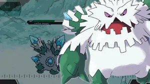 Abomasnow Against Pixelated Game Graphic Wallpaper