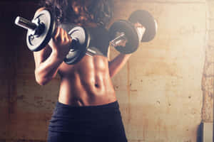 Abs On Female Body With Weights Wallpaper