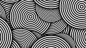 Abstract Black And White Concentric Circles Pattern Wallpaper