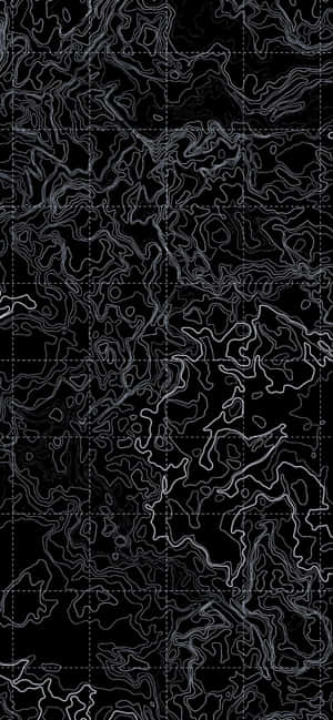 Abstract Black Topographic Map Pattern Wallpaper