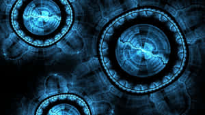 Abstract Blue Energy Rings Wallpaper