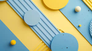 Abstract Blue Yellow Geometric Composition Wallpaper